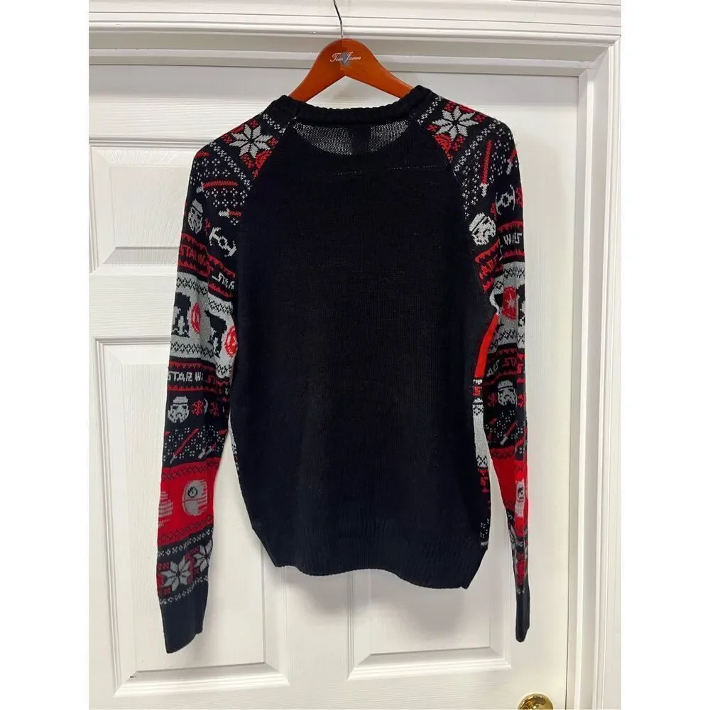 Star Wars Black & Red Darth Vader Crew Neck Sweater sz M EUC